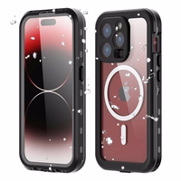 Dėklas atsparus vandeniui SHELLBOX DOT IPHONE 15 PRO - juodas (m)