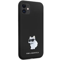 Karl Lagerfeld KLHCN61SMHCNPK dėklas telefonui iPhone 11 / Xr - juodas silikoninis C metalinis kaištis