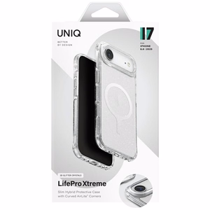 Uniq LifePro Xtreme Magnetinis įkrovimo dėklas telefonui iPhone 17 Air - Permatomas su blizgučiais