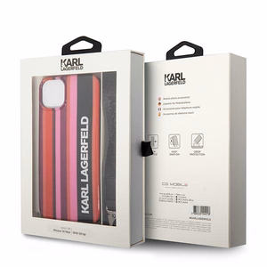 Karl Lagerfeld KLHCP14SSTSTP iPhone 14 6.1 "kietas dėklas rožinis / rožinis Spalvotos Juostelės Dirželis