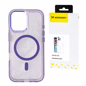 Wozinsky blizgus dėklas su MagSafe Samsung Galaxy S25+ telefonui – violetinis su blizgučiais