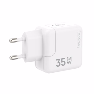 Sieninis įkroviklis MX BURST GaN PD 35W, 2xUSB-C + C/Lightning PD laidas 20W baltas