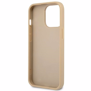 Guess GUHCP13LPSATLE iPhone 13 Pro / 13 6.1" smėlio spalvos kietasis dėklas SaffianoTriangle logotipas