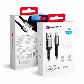 FORCELL F-ENERGY C257 kabelis USB A į Lightning 2,4A 12W Cafule 2 m juodas