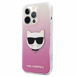 Karl Lagerfeld Choupette galvos dėklas telefonui iPhone 13 Pro Max – rožinis