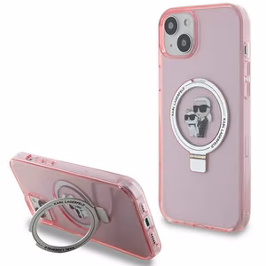Karl Lagerfeld Ring Stand Karl&Choupette MagSafe чехол для iPhone 15 Plus - розовый