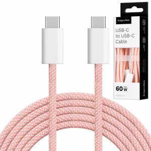 Krüger&Matz Basic USB-C–USB-C laidas, 60 W, 1 m, rožinis