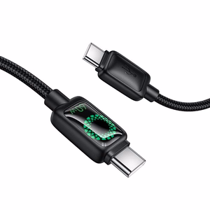 Kabelis su skystųjų kristalų ekranu USB C į USB C Hoco 3A 60W 1,2 m U146 juodas