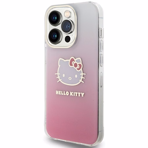 Hello Kitty IML gradiento elektropinis katės galvos dėklas telefonui iPhone 14 Pro - rožinis
