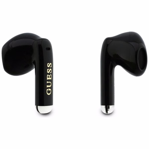 Belaidės TWS ausinės Guess Glossy Gold Line Classic, juodos