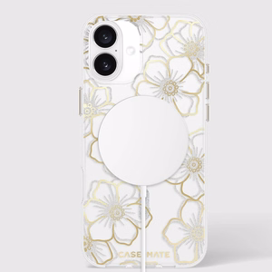 Case-Mate Floral Gems MagSafe dėklas, skirtas iPhone 16 Plus, aukso spalvos