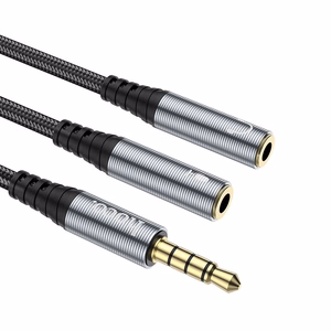Kabel AUX 2w1 Jack 3,5 mm (męski) do 2 x Jack 3,5 mm (żeński) Hoco 0,25 m UPA21 pilkas (SC)