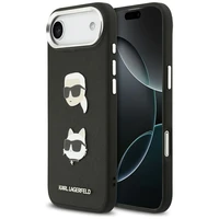 KARL LAGERFELD dėklas telefonui IPHONE 17 Air, suderinamas su magnetiniu MagSafe (KLHCP17MPSFDHPOK, FW Grained PU W/ K&C Heads Pins & Logo) juodas