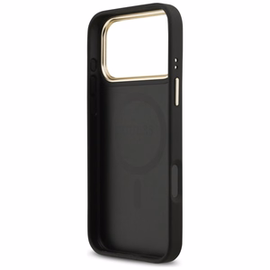 Guess 4G Strass Logo & Big Strap Metal Buttons Magnetinis dėklas iPhone 17 Pro Max - juodas