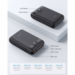 VEGER išorinė baterija 20000 mAh PD QC3.0 2A 22,5W S20 (W2053) juoda