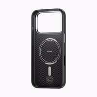 Benks magnetinis Armor Pro Kevlar dėklas su metaliniu rėmeliu 600D (A069) Iphone 17 Pro telefonui juodas (su fotoaparato valdymo mygtuku)