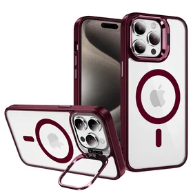 Tel Protect Magnetinis dėklas telefonui su stovu Iphone 15 bordo