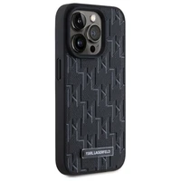 Karl Lagerfeld Odinė monograma Metalinis logotipas Magnetinis dėklas telefonui iPhone 15 Pro - juodas