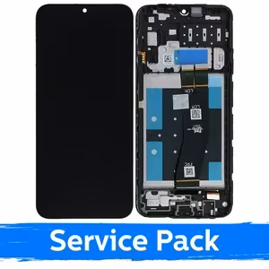 LCD дисплей совместимый с Samsung A145 A14 4G (A145P A145R) чёрный с рамкой (Service Pack)