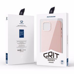 Dux Ducis Grit odinis dėklas iPhone 14 Plus Elegantiškas dirbtinės odos dėklas (MagSafe suderinamas) Rožinis
