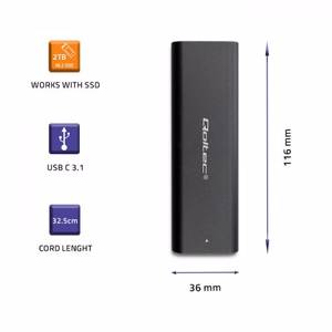 Qoltec 50311 SSD disko dėklas juodas M.2