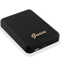 Guess Magnetinė Metalinis Script Logotipas indukcinė išorinė baterija 15W 5000mAh - juoda