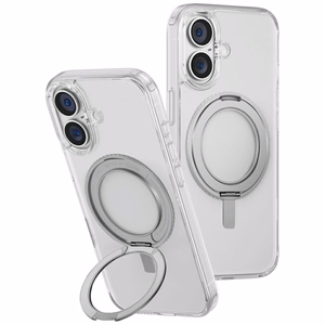 Uniq Swivix 360 sukamas stovas dėklas telefonui iPhone 16 Plus - skaidrus