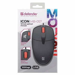 MOUSE DEFENDER ICON MB-057 OPTICAL 1000dpi 3P BLACK SILENT CLICK
