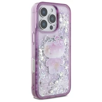 Hello Kitty Liquid Glitter 50 metų jubiliejaus vakarėlio dėklas telefonui iPhone 16 Pro Max - violetinis