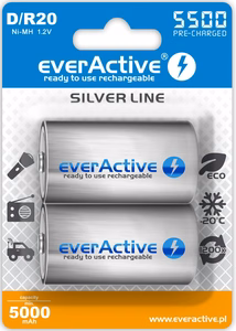 Аккумуляторы everActive R20/D Ni-MH 5500mAh готовые к использованию