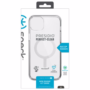 Speck Presidio Perfect-Clear + MagSafe case for iPhone 15 Plus / 14 Plus, clear
