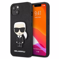 Karl Lagerfeld Saffiano Ikonik Karl's Patch Dėklas iPhone 13 mini - Juodas