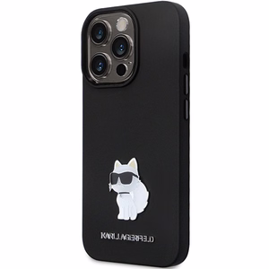 Karl Lagerfeld KLHCP14XSMHCNPK dėklas telefonui iPhone 14 Pro Max 6.7" - juodas silikoninis C metalinis ženkliukas
