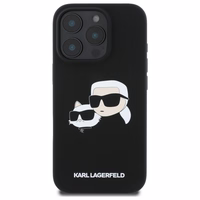 Karl Lagerfeld silikoninis Magnetinis dėklas telefonui iPhone 16 Pro su galvų atvaizdais - juodas
