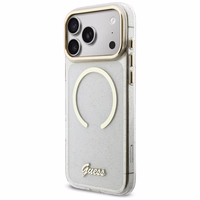 Guess IML Glitters Script Dirželis MagSafe Dėklas for iPhone 17 Pro Max - Clear