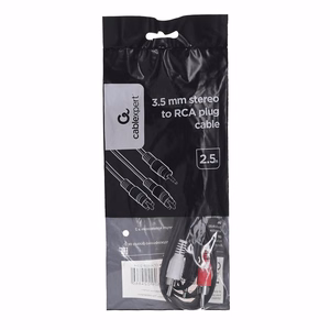 Gembird garso laidas 2,5m, 3,5mm/2xRCA, M/M juodas, raudonas, baltas