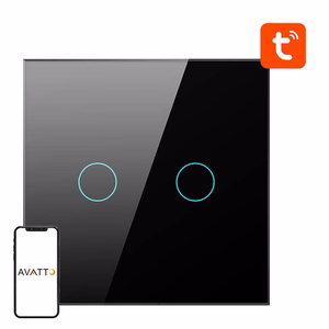 Ismanusis sviesos jungiklis ZigBee Avatto ZTS02-EU-B2 2 Way TUYA (juodas)
