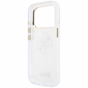 Guess IML 4G Script Metal dėklas, skirtas iPhone 18 Pro / 17 Pro, baltas