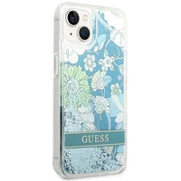 Guess GUHCP14MLFLSN iPhone 14 Plus 6.7 "žalias/žalias kietas dėklas Flower Liquid Glitter