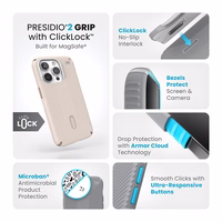 Speck Presidio2 Grip ClickLock & Magsafe - iPhone 15 Pro dėklas (Bleached Bone / Heirloom auksinis / Hazel rudas)