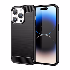Karboninis dėklas iPhone 14 Pro Max - gelio nugaros dangtis, juodos spalvos