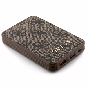Guess Išorinė baterija 15W GUPB5LP4GEGW 5000mAh ruda/ruda 4G Odinis Metalinis Logotipas