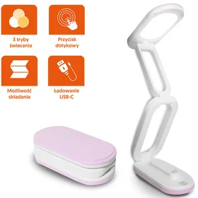Sulankstoma LED stalinė lempa 10W, 3000/4500/6000K, 1200mAh, rožinė, LTC