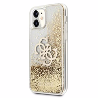 Guess 4G Big Liquid Glitter dėklas telefonui iPhone 11 6.1" / Xr - Auksinis