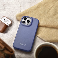 iCarer CE Premium odinis folio dėklas iPhone 14 Pro Max magnetinis atverčiamas odinis folio dėklas MagSafe šviesiai violetinė