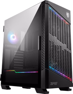 MSI MPG VELOX 100P AIRFLOW vidutinio dydžio bokštelio žaidimų kompiuterio korpusas, juodas, 3× 120 mm ventiliatorius + 1× 120 mm ARGB ventiliatorius, ARGB juosta, USB Type-C, grūdintas stiklas, E-ATX/ATX/mATX/mini-ITX