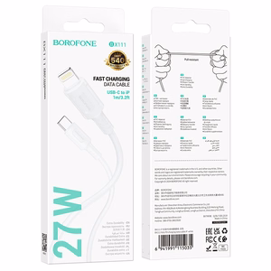 Кабель Borofone BX111 Feliz - Type C к Lightning - PD 27W 1 метр белый