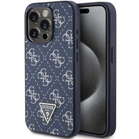 Guess 4G Triangle Metal Logo dėklas telefonui iPhone 15 Pro - mėlynas
