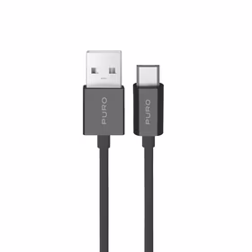 Puro TPE 12W USB-A - microUSB 1m kabelis - juodas