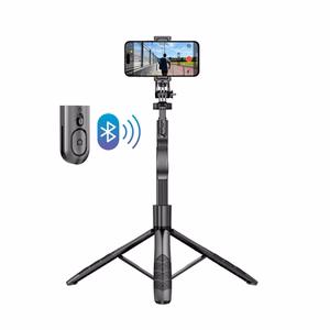 Crong SelfieGo Ultra aliumininė Bluetooth asmenukių lazda ir trikojis, juoda
